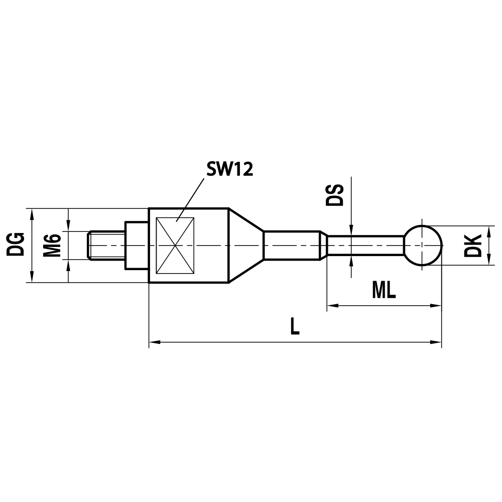 Drawing of product TH M6 H180 16 059