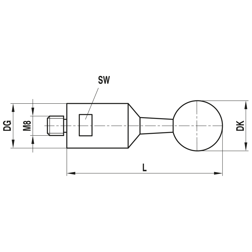 Drawing of product KN M8 250 24 140